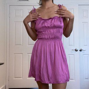 Satin Pink Mini Dress | Size M